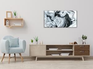Obraz skleněný abstrakce černo bílý mramor - 30 x 60 cm