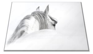 Skleněné prkénko andaluský kůň v mlze - 30x20cm