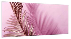 Obraz skleněný abstrakce zlaté palmové listí - 30 x 60 cm