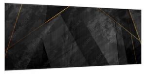 Obraz skleněný černé pozadí se zlatými linkami - 34 x 72 cm