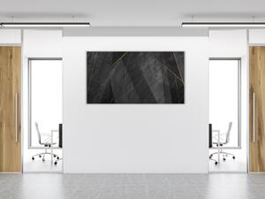 Obraz skleněný černé pozadí se zlatými linkami - 30 x 60 cm