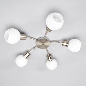 Lindby Stropní svítidlo Elaina, Ø 54 cm, 5 světel, nikl, sklo, E14, stmívatelný, Hliník / šedá / zinek, Obývací pokoj / jídelna, kov, Moderní
