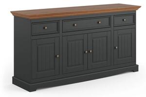 Massive home | Šedá komoda z masivu Belluno Elegante 4D3S s dubovou deskou