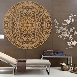 Vyřezávaná dřevěná mandala na zeď květ času | SENTOP