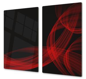 Ochranná deska černo červený abstrakt - 40x40cm / S lepením na zeď