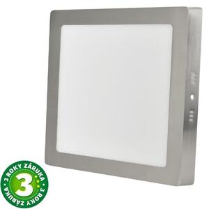 Prémiový přisazený LED panel 12W 950lm, denní, čtvercový, matný chrom, 3 roky