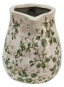 Keramický dekorační džbán se zelenými květy Ganni green M - 16*13*15 cm