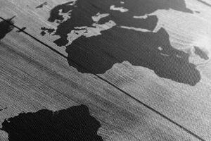 Obraz na korku černobílá mapa na dřevěném pozadí