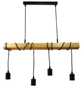 Prémiové designové závěsné stropní svítidlo Madeline 4 x velký závit E27, dřevo a kov