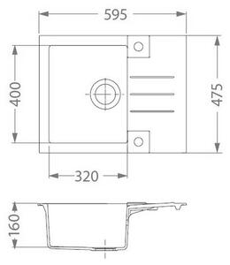 ALVEUS ROCK 30 kuchyňský dřez granitový, 595x475 mm, černá