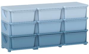 HOMCOM komoda s 9 zásuvkami pro děti – organizér na hračky, modrý, 113 x 37 x 56,5 cm – pro děti 3–6 let | Aosom