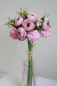 Bledě růžová umělá kytice s pivoňkami 35cm