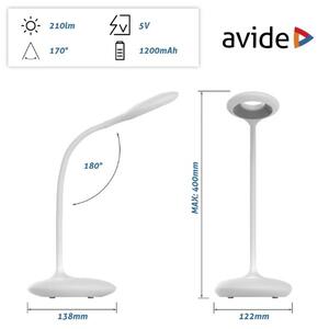 Nabíjecí plynule stmívatelná LED stolní lampa 4W 250lm denní světlo, bílá