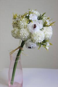 Bílá umělá kytice s pivoňkami 35 cm