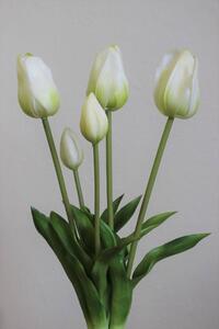 Bílá umělá kytice tulipánů 46 cm