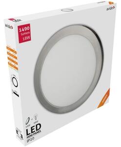 Prémiový přisazený LED panel 18W 1490lm, denní, kruhový, matný chrom, 3 roky