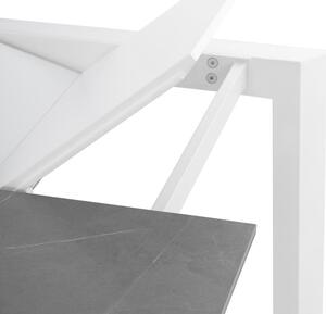 Světle šedý keramický rozkládací jídelní stůl Somcasa Lisa 140/200 x 90 cm s bílou podnoží