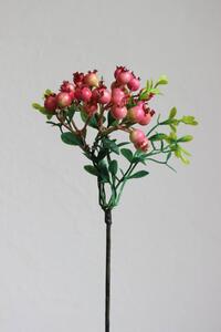 Růžové umělé bobule na větvi 30 cm
