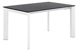 Tmavě šedý keramický rozkládací jídelní stůl Somcasa Lisa 140/200 x 90 cm s bílou podnoží