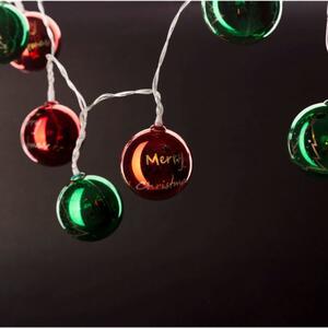 LED vánoční řetěz 1,35m, vnitřní, teplé světlo, 10 LED koulí 5,5cm, na baterie AA