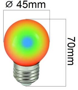 Vícebarevná LED žárovka E27 RGB 1W