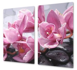 Ochranná deska růžové květy orchideje - 52x60cm / Bez lepení na zeď