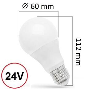 LED žárovka E27 10W 1100lm 24V AC/DC, studená, ekvivalent 76W