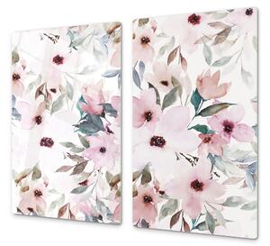 Ochranná deska malované růžové květy - 40x40cm / Bez lepení na zeď