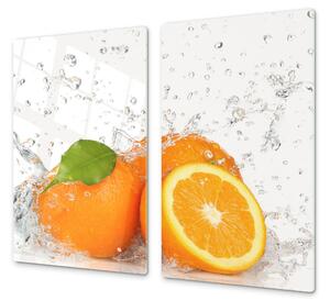 Ochranná deska pomeranče ve vodě - 52x60cm / S lepením na zeď
