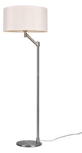 Trio Leuchten 414400107 CASSIO - Moderní stojací lampa v matném niklu s vypínačem a bílým textilním stínidlem, 1 x E27, 158cm (Stříbrná stojací lampa s vypínačem na svítidle)