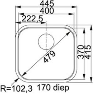 Franke Quadrant QAX 610, 3 1/2&quot;, 445x415 mm, nerezový dřez + sifon 101.0286.031
