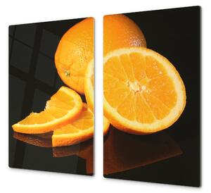 Ochranná deska ovoce pomeranč a černé pozadí - 52x60cm / S lepením na zeď
