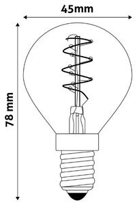Prémiová designová retro LED žárovka E14 3W 180lm EXTRA TEPLÁ G45 filament ekv. 19W 3 roky