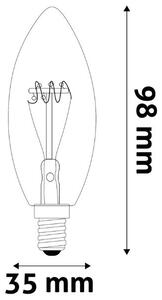 Prémiová designová retro LED žárovka E14 3W 180lm, EXTRA TEPLÁ, filament, ekv. 19W, 3 roky
