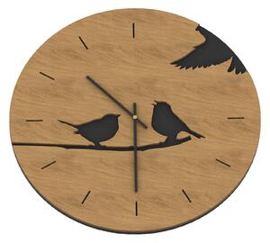 Dřevěné hodiny Birds s dvouvrstvým reliéfem