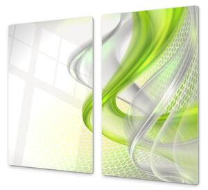 Ochranná deska zeleno bílá vlna abstrakt - 52x60cm / S lepením na zeď