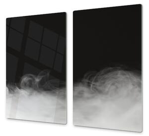 Ochranná deska sklo černá bílý dým - 52x60cm / S lepením na zeď