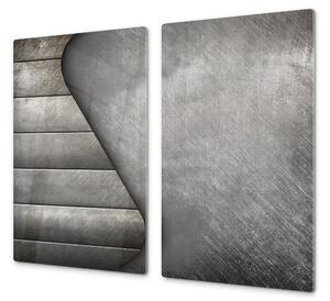 Ochranná deska abstraktní šedý nerez - 50x70cm / S lepením na zeď