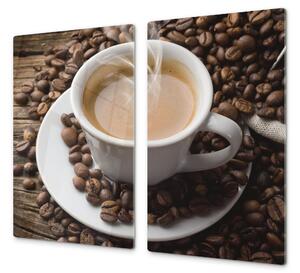 Ochranná deska horká káva v bílém šálku - 52x60cm / S lepením na zeď