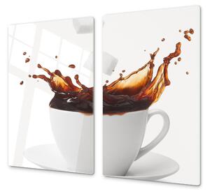 Ochranná deska káva s cukrem v bílém hrníčku - 52x60cm / S lepením na zeď