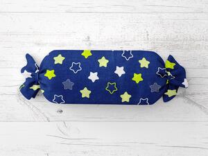 Biante Dětský polštář válec bonbon Sandra SA-046 Hvězdičky na modrém 15x40 cm