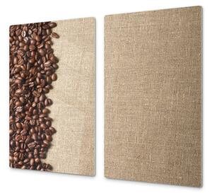 Ochranná deska režná tkanina a zrna kávy - 52x60cm / S lepením na zeď