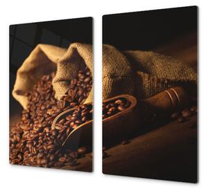 Ochranná deska zrna kávy v jutovém pytli - 52x60cm / S lepením na zeď