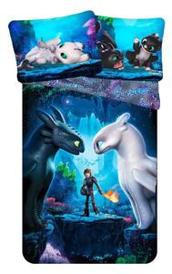 Modré bavlněné dětské povlečení na jednolůžko 140x200 cm How To Train Your Dragon – Jerry Fabrics
