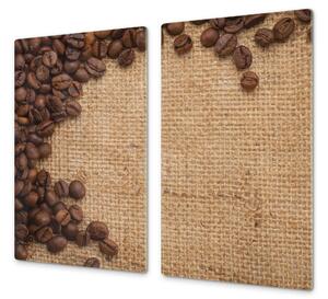 Ochranná deska zrna kávy na jutě - 52x60cm / S lepením na zeď