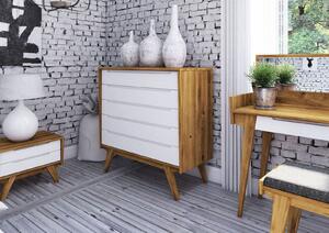 ORIGINÁLNÍ RETRO Komoda divoký dub 100x48x103, přírodní, olejovaná/bílá