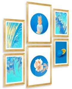 Sada plakátů Nebeské ovoce - 6 dílná Barva rámu: Zlatá, Rozměry: 85 x 92 cm