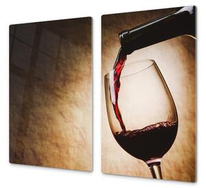 Ochranná deska sklenice červeného vína - 40x40cm / Bez lepení na zeď
