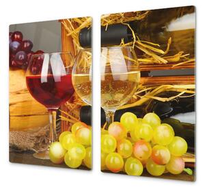 Ochranná deska sklenice vína a hrozny - 52x60cm / S lepením na zeď