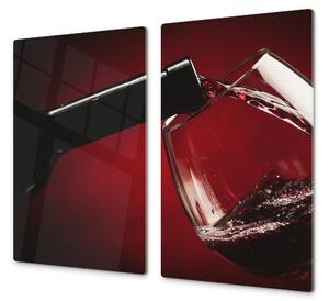 Ochranná deska láhev a sklenice červené víno - 52x60cm / S lepením na zeď